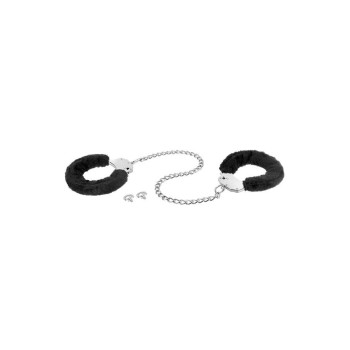 Металлические поножи с мехом Fetish Tentation Adjustable metal and fur ankle cuffs, 2 ключа