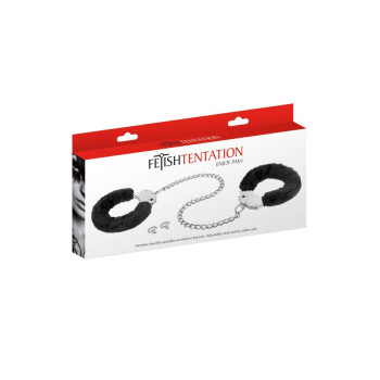 Металлические поножи с мехом Fetish Tentation Adjustable metal and fur ankle cuffs, 2 ключа