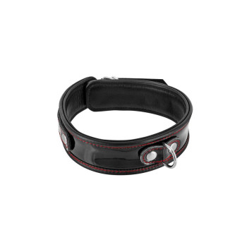 Ошейник из натуральной кожи Fetish Tentation Premium Patent leather choker, крепежное кольцо