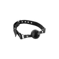 Воздухопроницаемый кляп Fetish Tentation Premium Leather gag with stiff ball, кожаный ремешок
