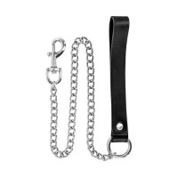Поводок из натуральной кожи Fetish Tentation Premium Metal leash with cowhide leather wrist 72 см