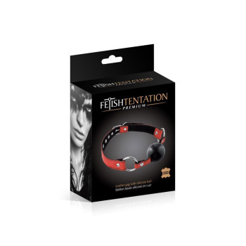 Кляп Fetish Tentation Premium Leather Gag with Silicone Ball (Red), силиконовый шарик