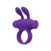 Эрекционное виброкольцо S Pleasures Premium Rabbit Ring фиолетовое, со съемной вибропулей и ушками