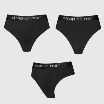 Трусики-бразилиана с фиксацией дилдо Strap-On-Me Harness Lingerie Idole – S – Black, высокие
