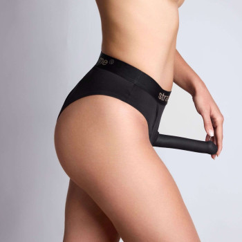 Трусики-бразилиана с фиксацией дилдо Strap-On-Me Harness Lingerie Idole – XS – Black, высокие
