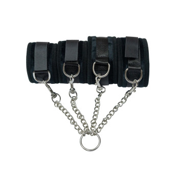Хрестовина Punishment – Hog-Tie – Black, наручники + поножі на ланцюжку