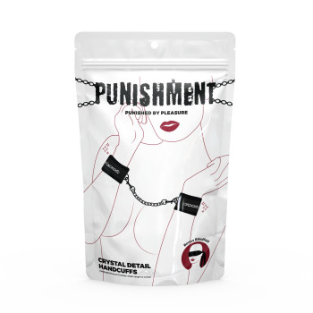 Наручники Punishment – Crystal Detail Handcuffs – Black, знімний ланцюжок, оздоблені кристалами