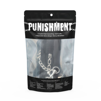 Наручники Punishment – Crystal Detail Handcuffs – Black, знімний ланцюжок, оздоблені кристалами