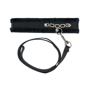 Нашийник із повідцем Punishment – Crystal Collar & Leash – Black, оздоблений кристалами, знімний повідець