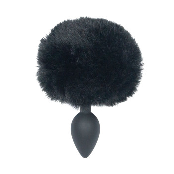 Анальная пробка с кроличьим хвостиком Punishment – Bunny Tail Silicone Anal Plug – Black, 4,8 см