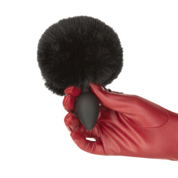 Анальная пробка с кроличьим хвостиком Punishment – Bunny Tail Silicone Anal Plug – Black, 4,8 см