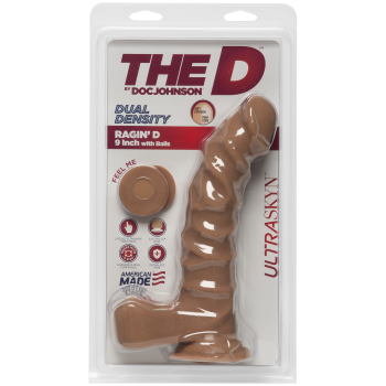Фаллоимитатор Doc Johnson The D - Ragin D - 9 Inch With Balls - ULTRASKYN - Caramel, диаметр 5,1см