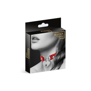 Чокер з замочком-сердечком Bijoux Pour Toi - HEART LOCK Red, екошкіра