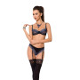 Комплект білизни Passion Exclusive GISELE SET XXL/XXXL, black, ліф, трусики з пажами
