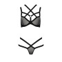 Комплект білизни Passion Exclusive HAGAR SET XXL/XXXL, black, стрепи трусики та ліф