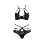 Комплект белья Passion Exclusive NAVEL SET S/M, black, трусики и лиф с элементами под латекс