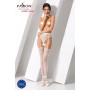 Сітчасті панчохи-стокінги Passion S016 One Size, White, імітація ажурного пояса з гартерами