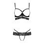 Комплект белья Passion Exclusive SARIA SET OpenBra S/M, black, стрэпы, откртый лиф, стринги