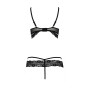 Комплект белья Passion Exclusive SARIA SET OpenBra S/M, black, стрэпы, откртый лиф, стринги