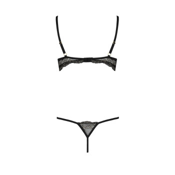 Комплект белья Passion Exclusive VALERY SET OpenBra XXL/XXXL, black, стрэпы, трусики, открытый лиф
