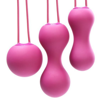 Набор вагинальных шариков Je Joue - Ami Fuchsia, диаметр 3,8-3,3-2,7см, вес 54-71-100гр  + подарок косметичка