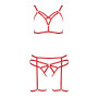 Комплект белья Passion Exclusive MAGALI SET OpenBra L/XL, red, стрэпы, лиф, трусики и пояс
