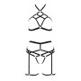 Комплект белья Passion Exclusive MORGAN SET OpenBra L/XL, black, стрэпы, трусики, лиф, пояс