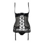 Корсет з відкритими грудьми Passion Exclusive NORTH CORSET S/M, black, пажі, трусики, шнурівка