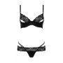 Комплект білизни Passion Exclusive NORTH SET XXL/XXXL, black, ліф і трусики з елементами під латекс