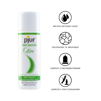 Лубрикант на водній основі pjur Woman Aloe 30 мл, з екстрактом алое, зволожувальний, без парабенів