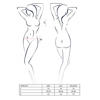 Комплект білизни під латекс Passion CAPRI SET XXL/XXXL black, міні-бікіні, стрінги, пояс для панчіх