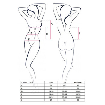 Корсет з пажами Passion JOLENE CORSET XXL/XXXL, black, трусики, напіввідкриті груди, напівпрозорий