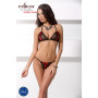 Комплект білизни Passion MELISSA BIKINI XXL/XXXL, black, ліф зі шнурівкою і трусики-стрінги