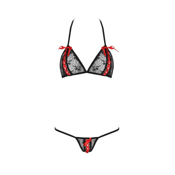 Комплект білизни Passion MELISSA BIKINI XXL/XXXL, black, ліф зі шнурівкою і трусики-стрінги