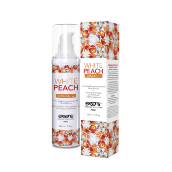 Массажное масло EXSENS Organic White Peach 50 мл разогревающее, без сахара, без парабенов, съедобное