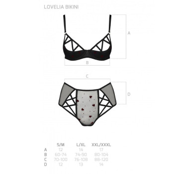 Эротический комплект с рисунком Passion LOVELIA BIKINI XXL/XXXL, black