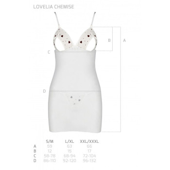 Сорочка з вирізами на грудях, стрінги Passion LOVELIA CHEMISE XXL/XXXL, white