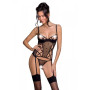 Корсет с подвязками, стринги Passion LOVELIA CORSET XXL/XXXL, black