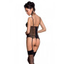 Корсет с подвязками, стринги Passion LOVELIA CORSET XXL/XXXL, black