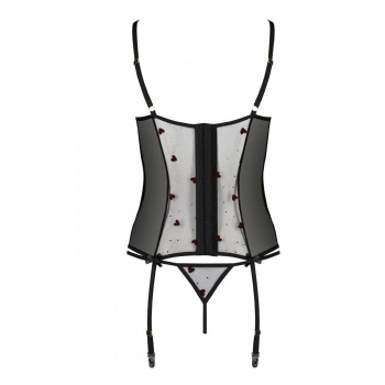 Корсет с подвязками, стринги Passion LOVELIA CORSET XXL/XXXL, black