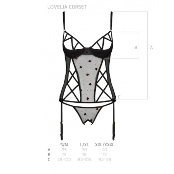 Корсет с подвязками, стринги Passion LOVELIA CORSET XXL/XXXL, black