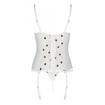 Корсет с подвязками, стринги Passion LOVELIA CORSET L/XL, white