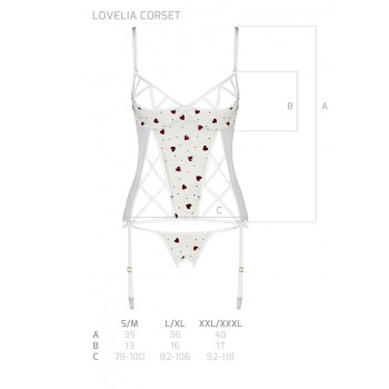 Корсет с подвязками, стринги Passion LOVELIA CORSET L/XL, white