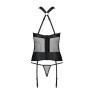 Сетчатый комплект корсет с халтером, съемные подвязки и трусики Passion AMANDA CORSET L/XL, black
