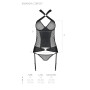 Сетчатый комплект корсет с халтером, съемные подвязки и трусики Passion AMANDA CORSET L/XL, black