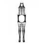 Сетчатый телесный бодистокинг с коротким топом и подвязками Casmir CA008