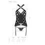 Сетчатый комплект с узором Passion HIMA CORSET L/XL, black, корсет с халтером, подвязки, трусики