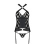 Сітчастий комплект із візерунком, корсет, підв'язки, трусики Passion HIMA CORSET XXL/XXXL black