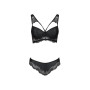 Комплект из эко-кожи с кружевом Passion LOONA SET S/M, black, бра и трусики