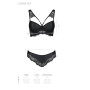 Комплект из эко-кожи с кружевом Passion LOONA SET S/M, black, бра и трусики